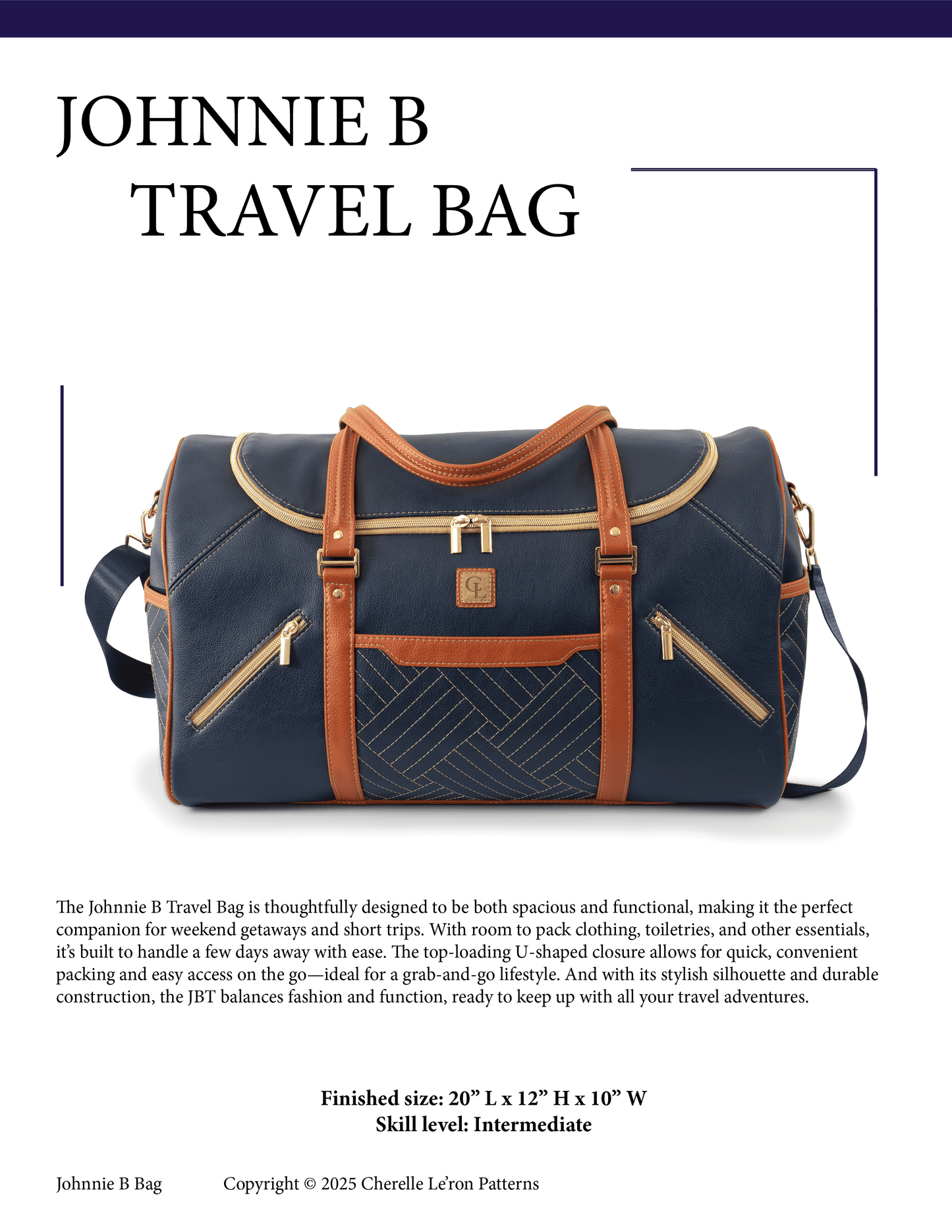 The Johnnie B Travel Bag Pattern (SVG, Projector Files & Video Included)