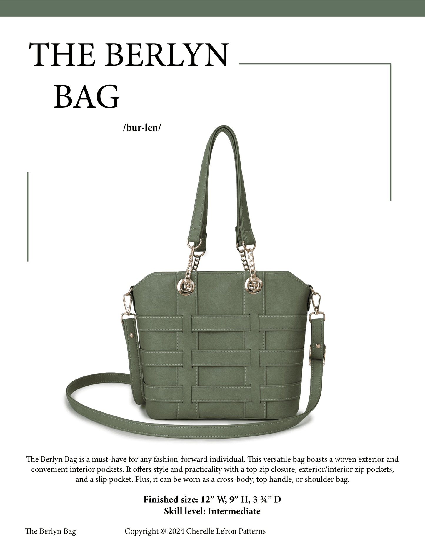 The Berlyn Bag PDF Pattern (SVG, Projector Files & Video Included)