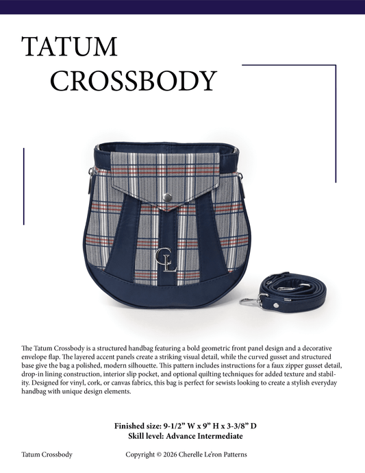 Tatum Crossbody PDF Sewing Pattern (SVG Files, Instructions & Video Tutorial Included)